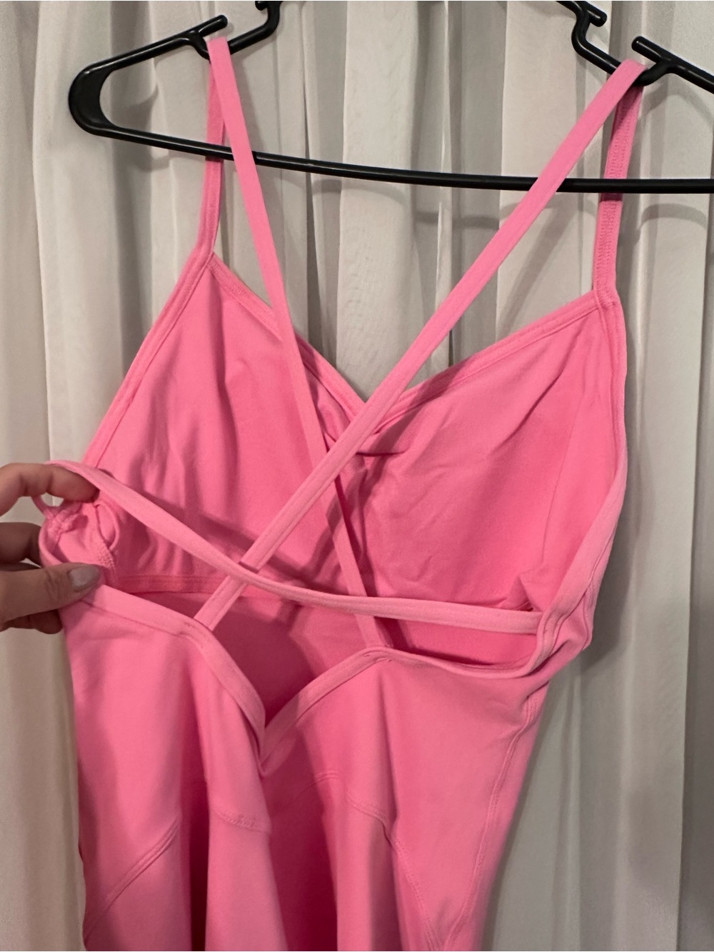 Pink Fitted Romper Bodysuit with Strappy Back - Picture 7 of 10